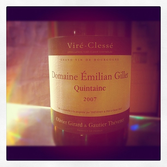 Blog vin - Domaine Emilian Gillet - Quintaine - Viré Clissé - 2007